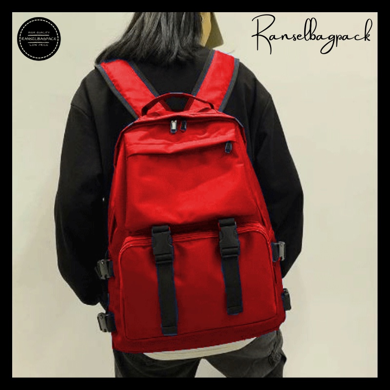 Tas Ransel - Backpack Punggung Bahu Fashion Terkini Korea Anak Sekolah Kuliah Kerja Remaja Kantor Travelling Liburan Pria Laki-laki Cowok