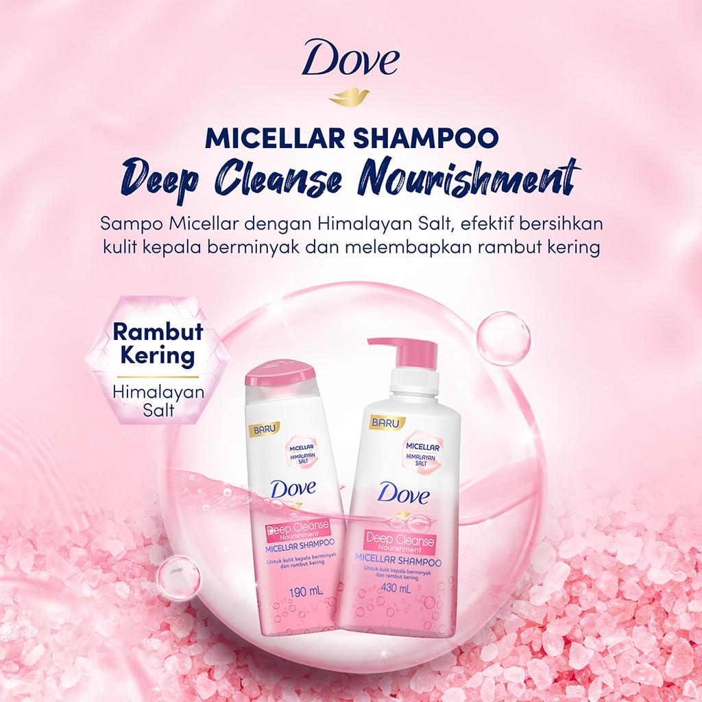 ★ BB ★ Dove Micellar Shampoo 190ml - Deep Cleanse Nourishment Perawatan Rambut Kering - Hair Boost Nourishment Perawatan Rambut Rontok