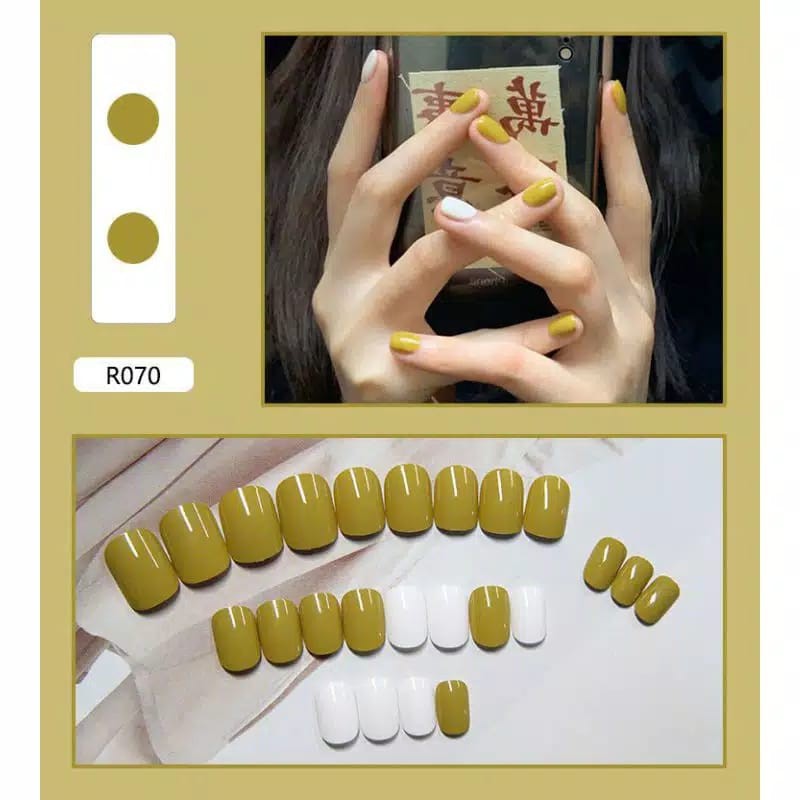 {R061-R079} Kuku palsu fake nail art kode R [isi 24pcs + lem + box] kuku palsu R-Fake nail art R