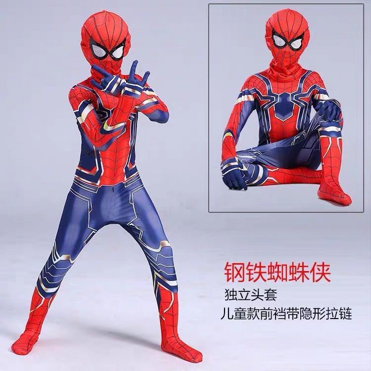 KOSTUM ANAK SPIDERMAN Baju Cosplay SUPERHERO Jumpsuit + Topeng