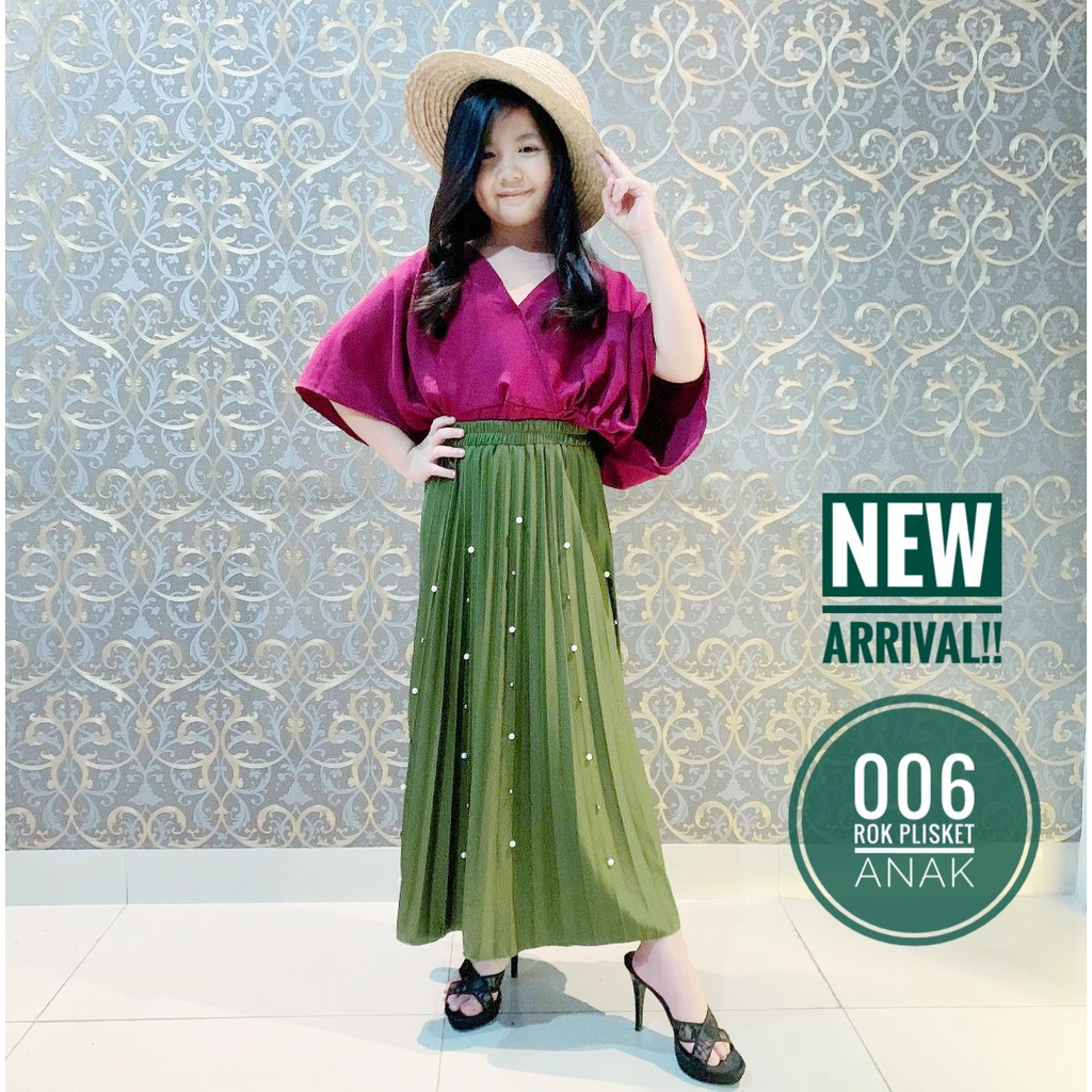 ROK PLISKET MUTIARA ANAK 006 PRISKET ANAK PANJANG PLEATED SKIRT FLARE SKIRT MAYUNG FLOWY REMPEL