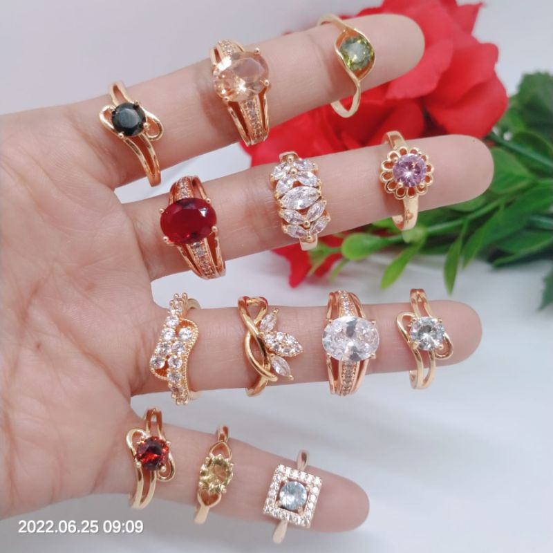 Grosir Cincin Random tdak bisa pilih motif Perhiasan Titanium Tembaga Perhiasan Aksesoris Lapis Emas 18,24 Karat Termurah Terlaris