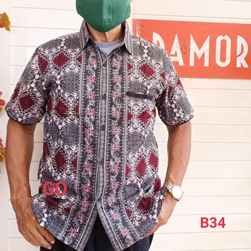 gos  BRSA DAMOR (CRESSIDA) KEMEJA BATIK Cowok Pakaian Pria Batik Lengan Pendek