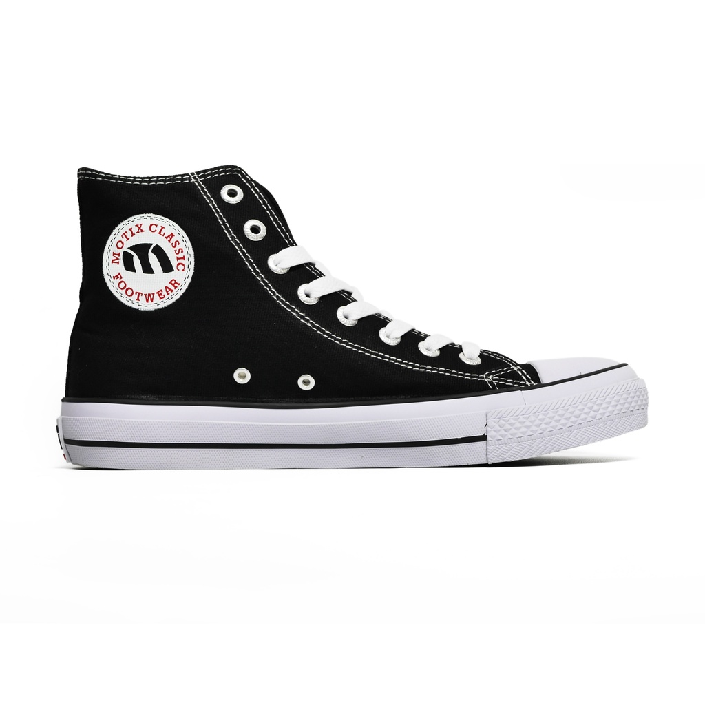 Sepatu Motix School Hi Black White Original