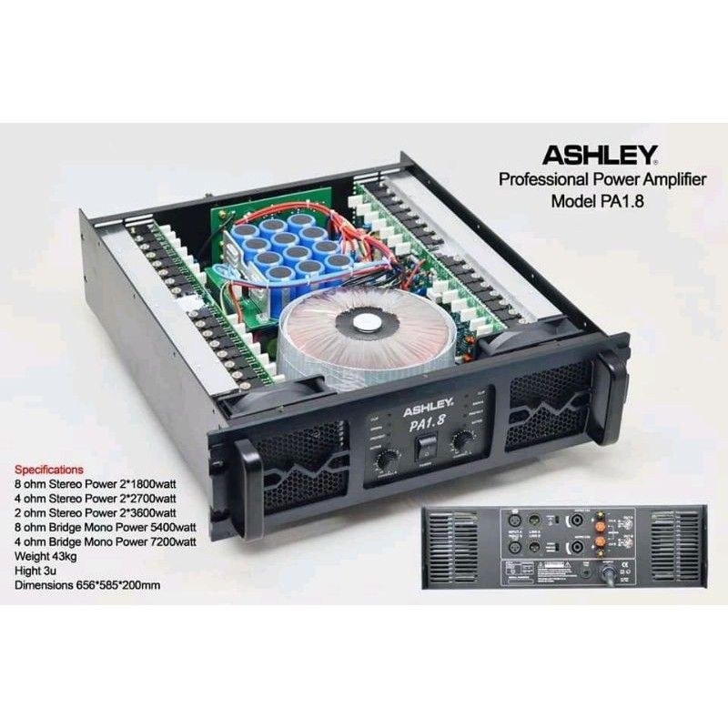 Power Amplifier 2 Channel Ashley PA 1.8 PA 1 8 Original TERBAIK