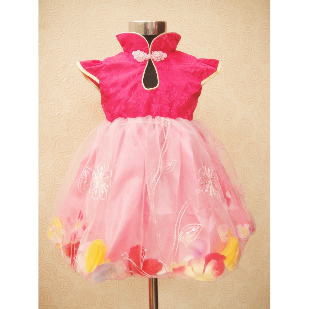 DRESS ANAK PEREMPUAN CHEONGSAM PINK IMPOR