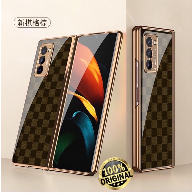 Case Gkk Original For Samsung Galaxy Z Fold 2 Tempered Glass Elegant Checkerboard Case Z Fold 2
