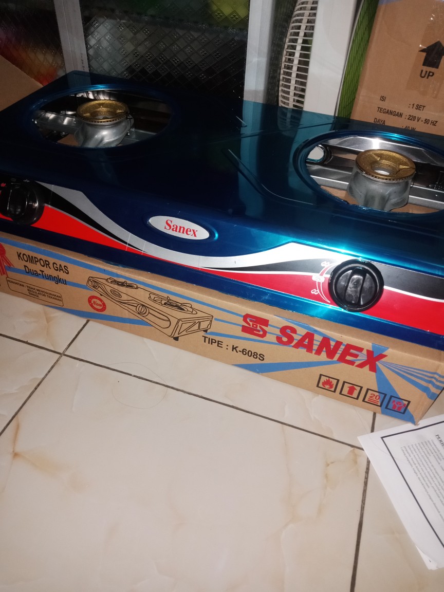 Kompor Gas Sanex 2 Tungku K-608s Stainless Steel