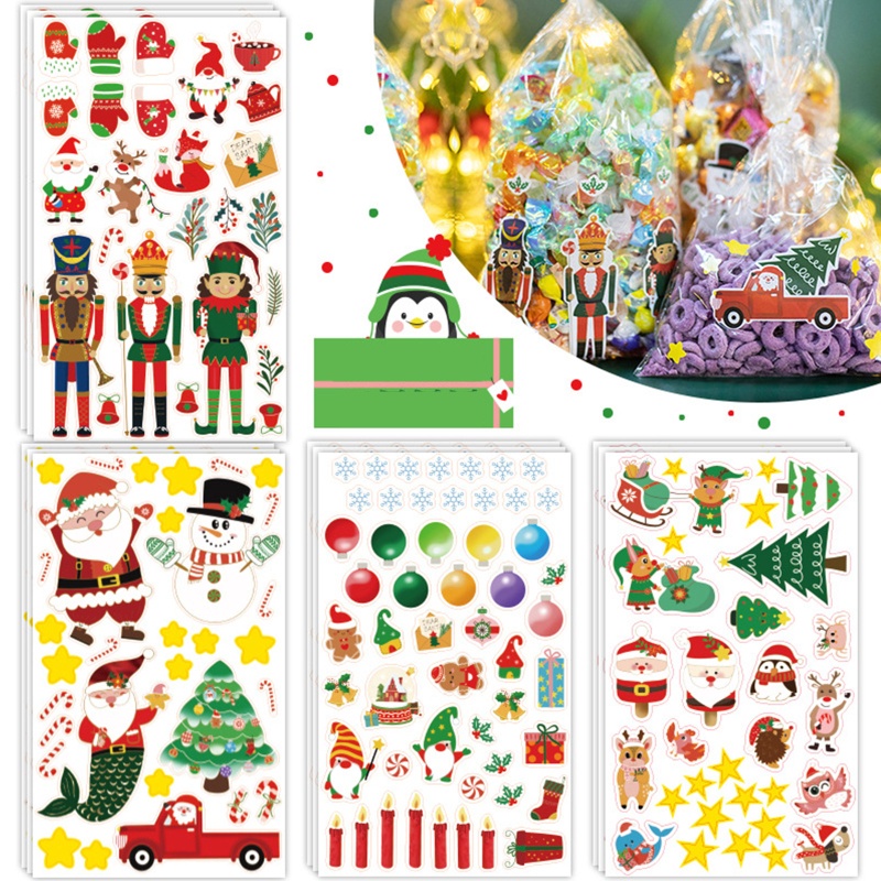 Zzz 4pcs / Set Stiker Motif Santa Claus / Snowman Natal Untuk Anak / Dewasa