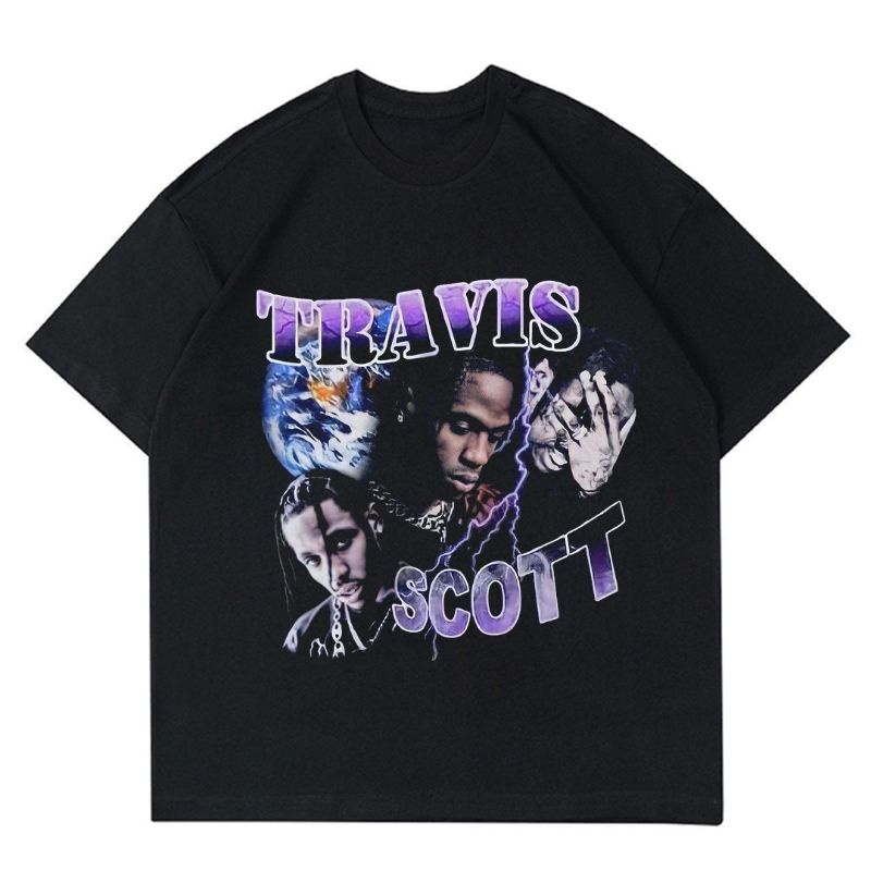 KAOS VINTAGE TRAVIS SCOTT | KAOS VINTAGE RAPP | KAOS HITAM VINTAGE