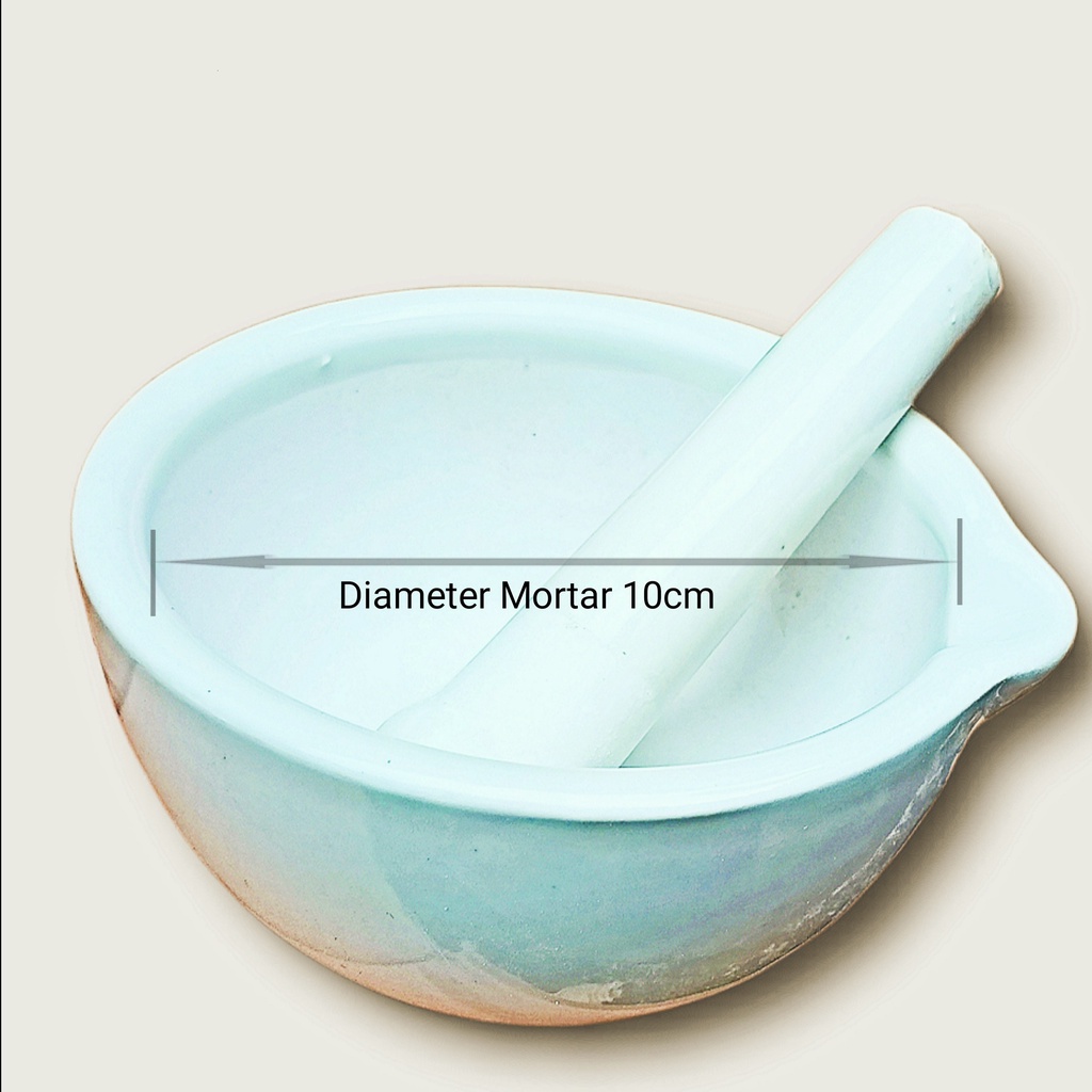 Mortar Mortir Lumpang Pastle Alu Stamper 10 cm | Penumbuk Penggerus Ulekan Obat Puyer Porcelain Pors