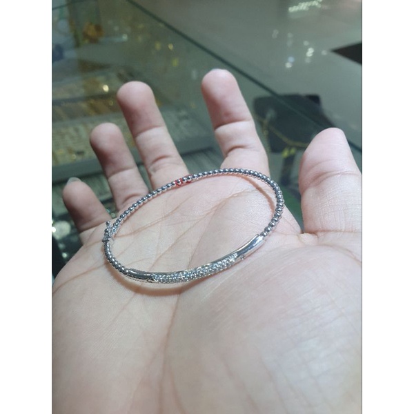 gelang bangle plat mpp bijilada simple emas 750 putih