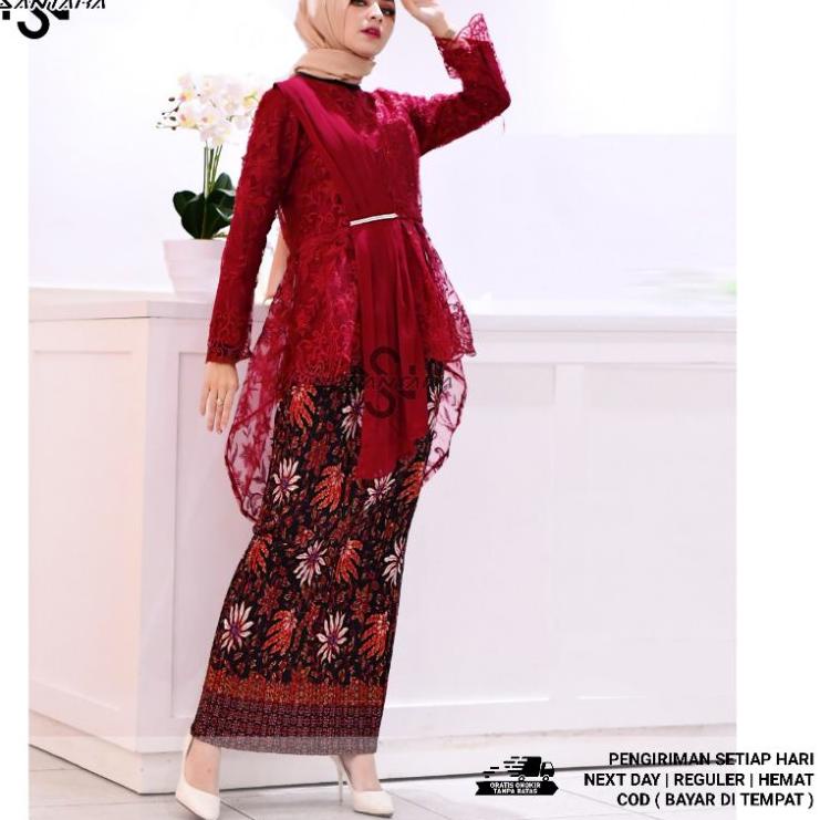 Bagus Banget.. Kebaya Akad Nikah Modern Aurora Selendang Kebaya Wanita Modern Aurora Selendang Set S