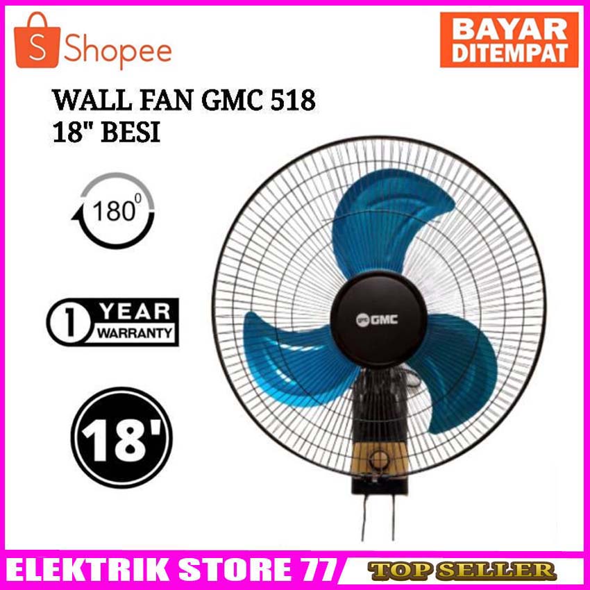 GMC Kipas Angin Dinding Wall Fan GMC 518 - Jumbo Tornado Besi 18 Inch