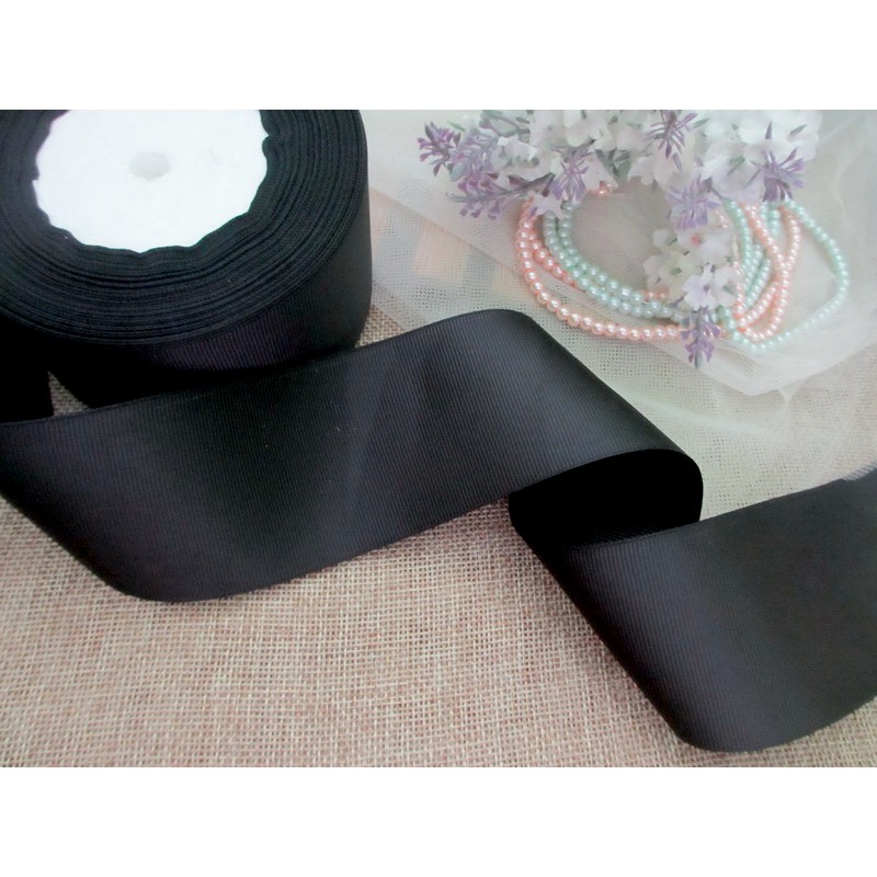Pita Grosgrain Polos 4 cm Hitam (PITA-0121)