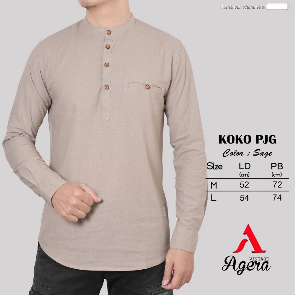 KOKO KEMEJA AGERA LENGAN PANJANG DEWASA / BAJU MUSLIM PRIA  KEKINIAN
