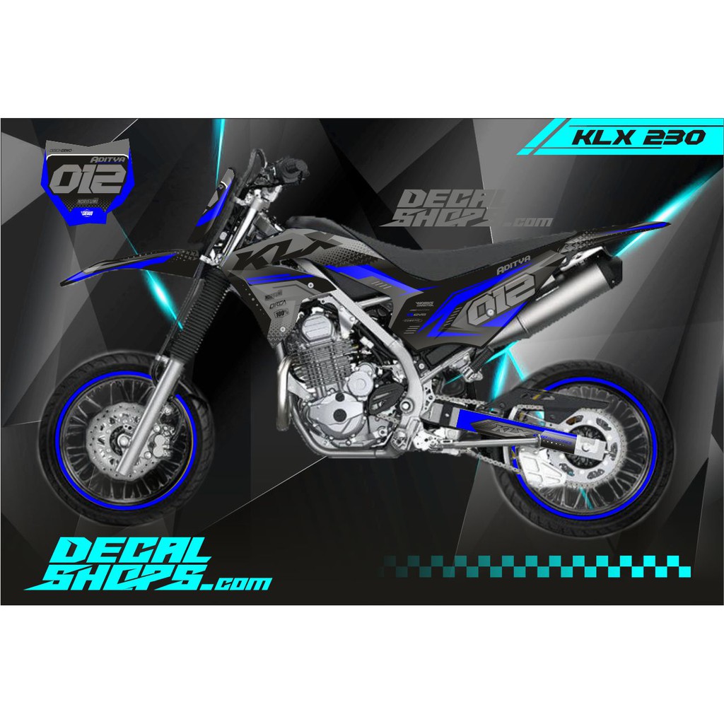 DECAL KLX 230  MURAH DECAL KLX 230 KEREN DECAL KLX 230 MERAH HITAM DECAL KLX 230 SUPERMOTO BIRU