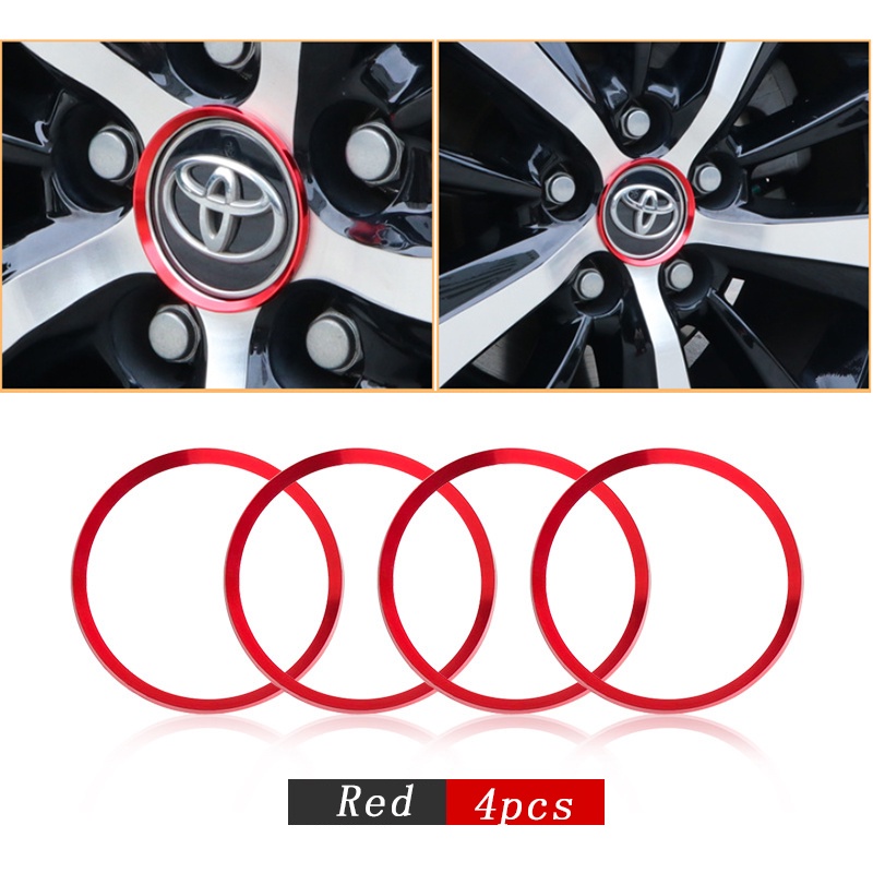 4 Pcs Sticker Dekorasi Velg Mobil Bahan Aluminum Alloy Warnawarni Untuk Toyota