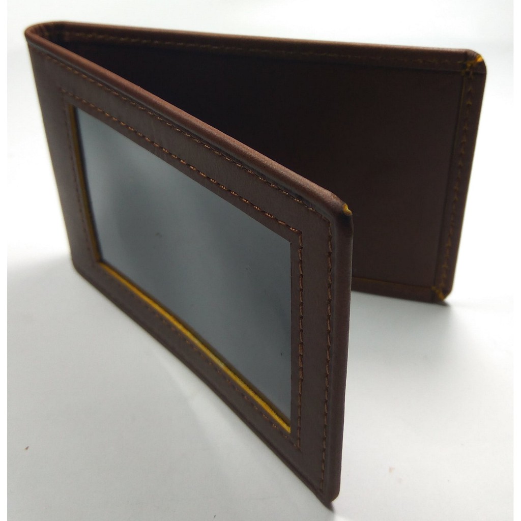 

ID card holder kulit asli model saku magnet-COKLAT