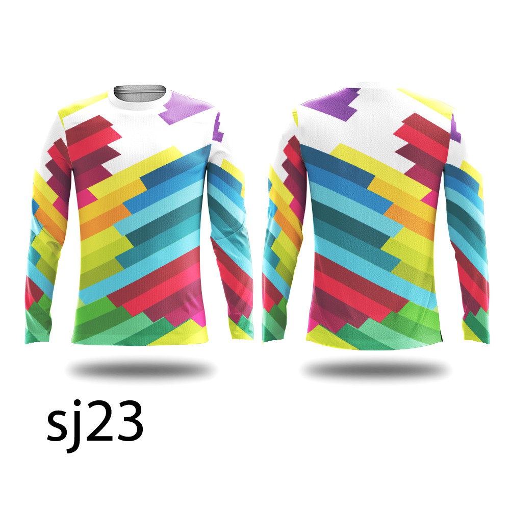 kaos jersey sepeda gowes rainbow lipat seli lengan panjang