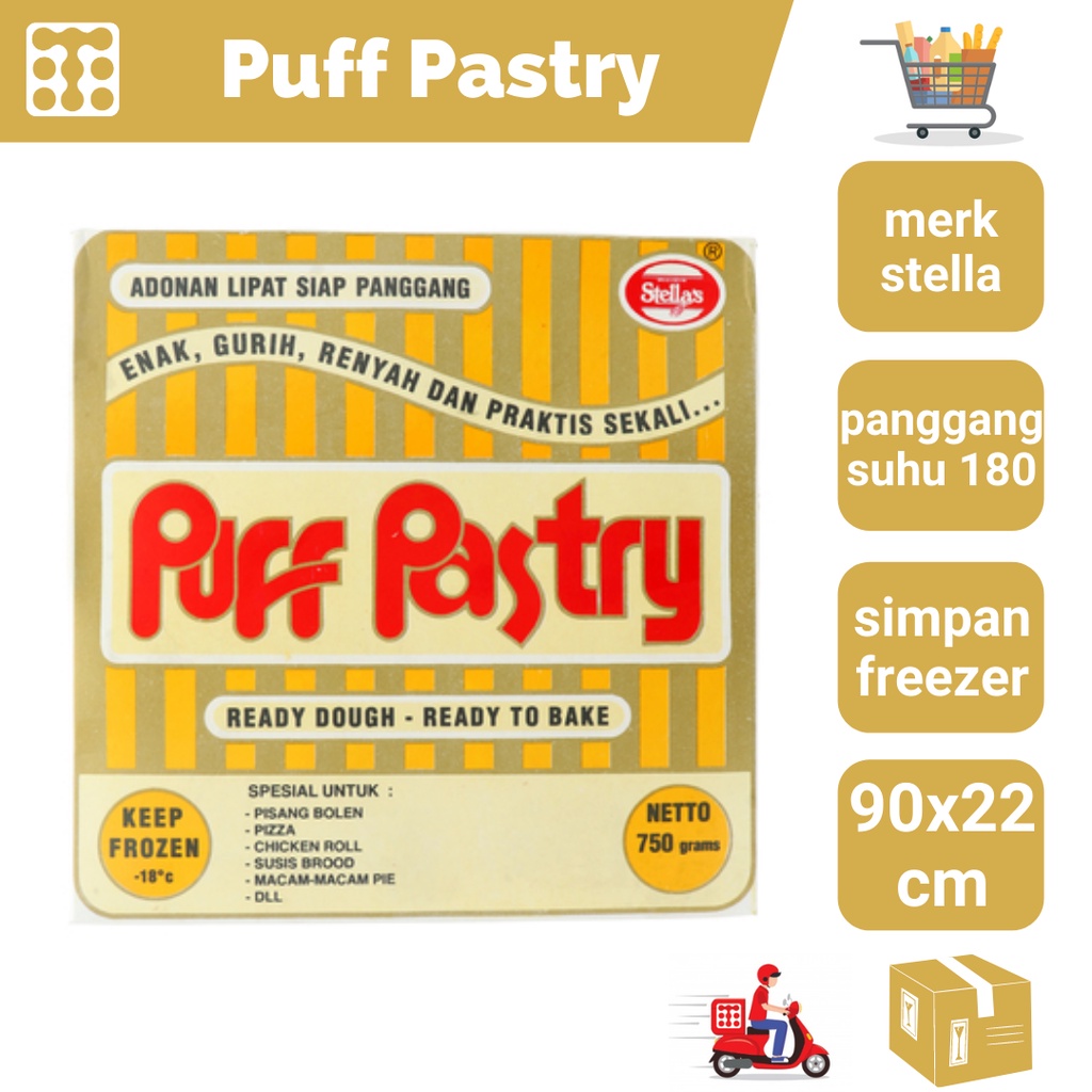 

Puff Pastry Sheet Stella Ukuran 90 X 20 / Kulit Zuppa Soup / Adonan Pastry / Croissant