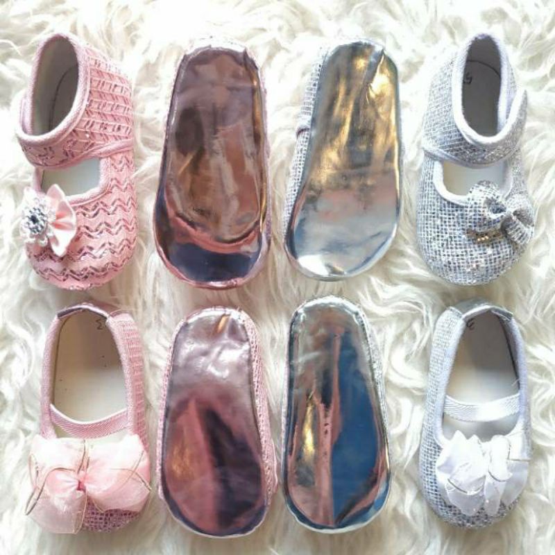 Sepatu Bayi Baby Shoes Newborn Perempuan Blink Silver Pink Sepatu Pesta