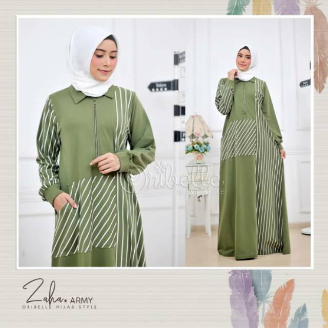 Gamis syari set jilbab segi empat daily dress zuha oribelle original