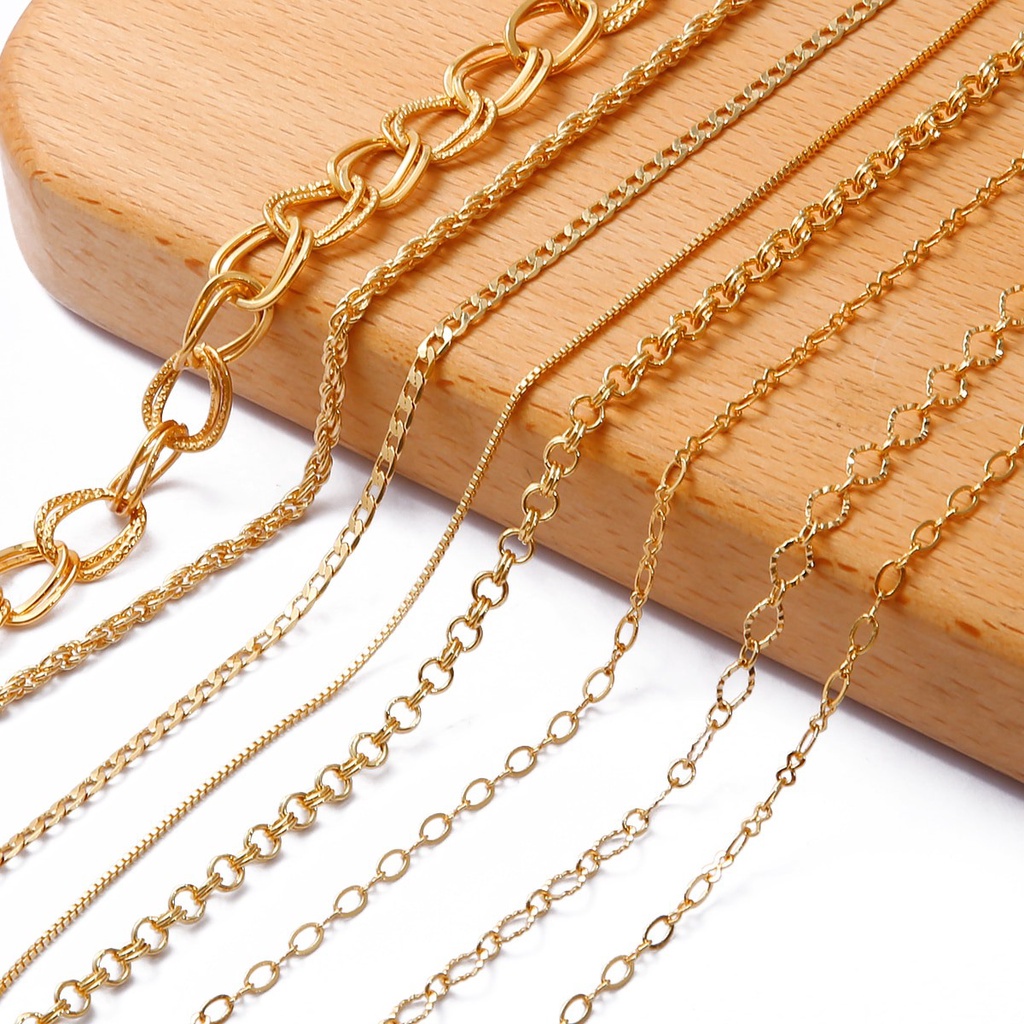 18K Gold 1M/Piece Copper Plated Cross Snake Necklace Chains Bulk For DIY Jewelry Findings Making Materials Handmade Supplies