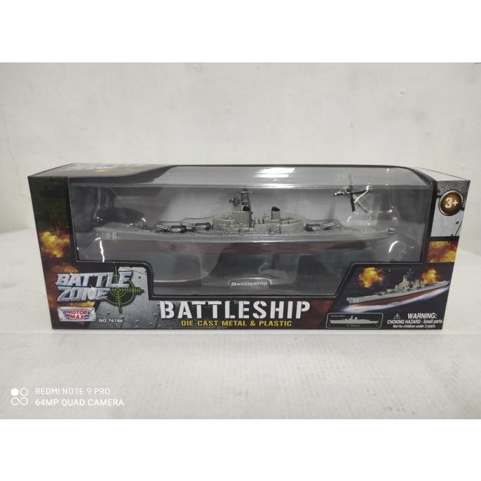 Mainan replika MOTORMAX 1:1200 DIECAST BATTLESHIP 76786