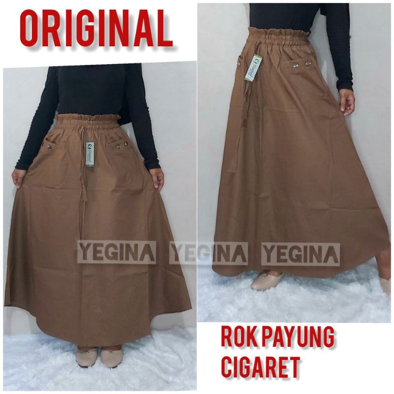 ORIGINAL - ROK PANJANG WANITA KATUN CIGARET/SIGARET PAYUNG LEBAR TEBAL JAMINAN KUALITAS ORI TERMURAH