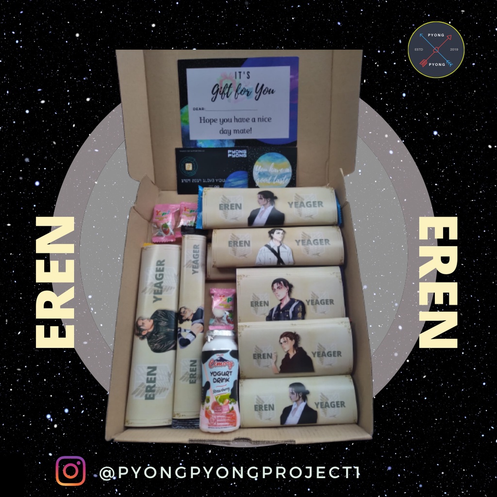 

Snack box/Gift box Anime EREN AOT/ Hampers /Kado Ulang Tahun / Kado Wisuda / Kado Anniversarry/ AOT