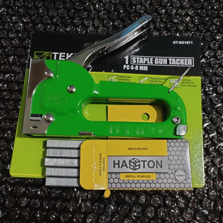 

Staples Gun Tekiro 4-8mm + Refill - Staples Tembak + Isi Staples - Staples Kayu Jok Dekorasi DLL