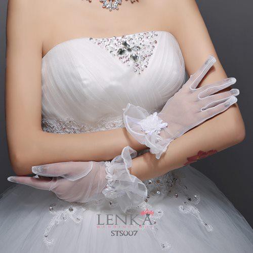 [SIAP KIRIM AKSESORIS PENGANTIN WANITA BRIDAL GLOVES PENDEK SEMI TRANSPARAN STS007