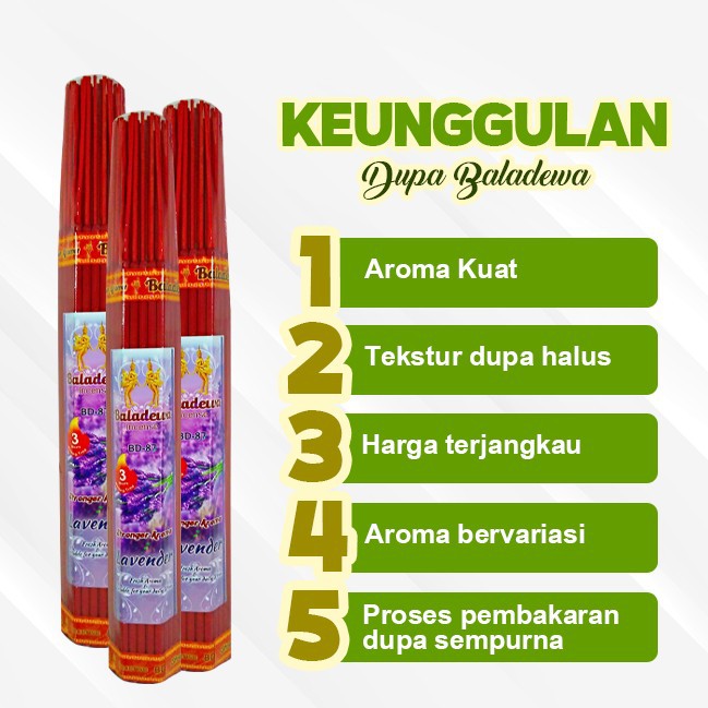 Dupa/ Hio Wangi Harum Baladewa 3 jam 61 batang Lavender merah