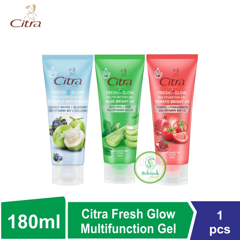 Citra Fresh Glow Multifunction Gel 180ml - Aloe Bright / Coconut Nourish / Tomato Bright