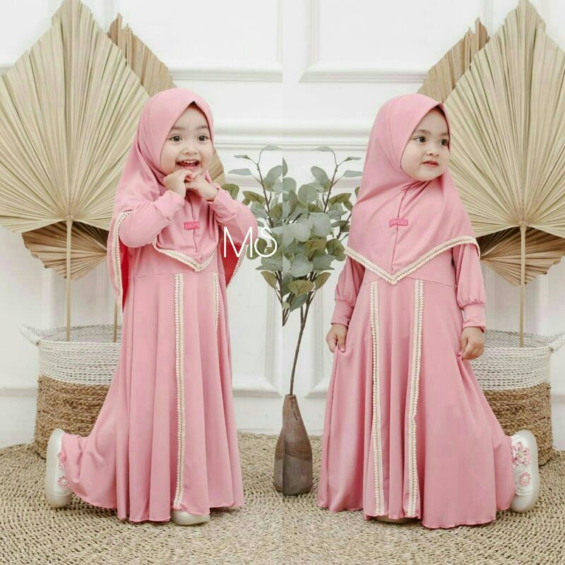 Maxi Maxy Dress Gamis Syari Anak Moscrepe Askara Kid Kids