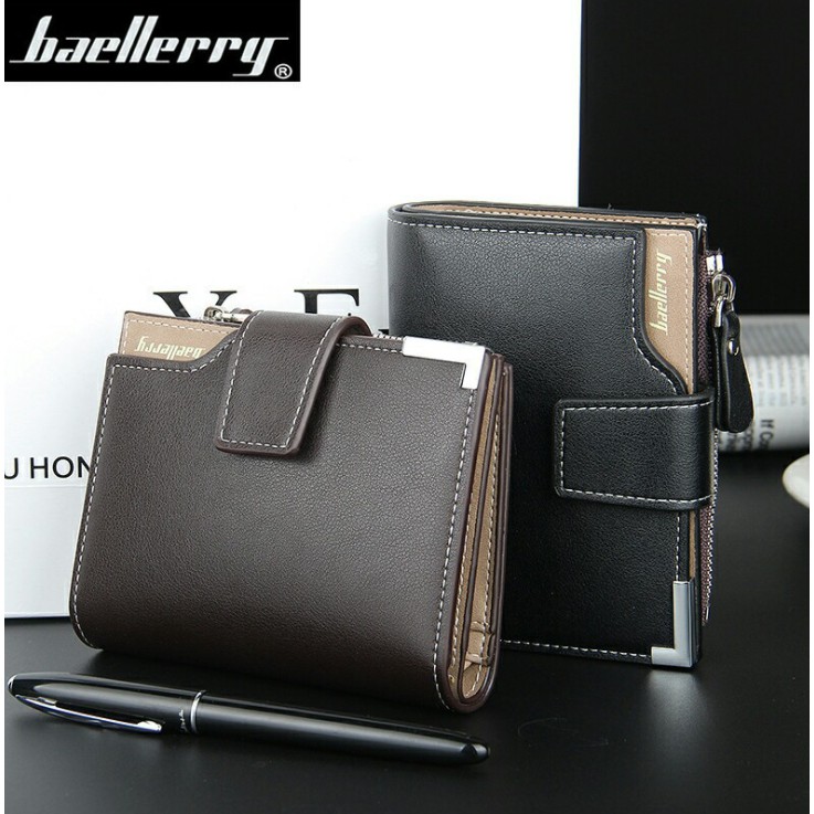 [BISA COD] Dompet Pria Dompet Lipat Kulit Baellerry Original Bahan Kulit Men Wallet Import [D1282]