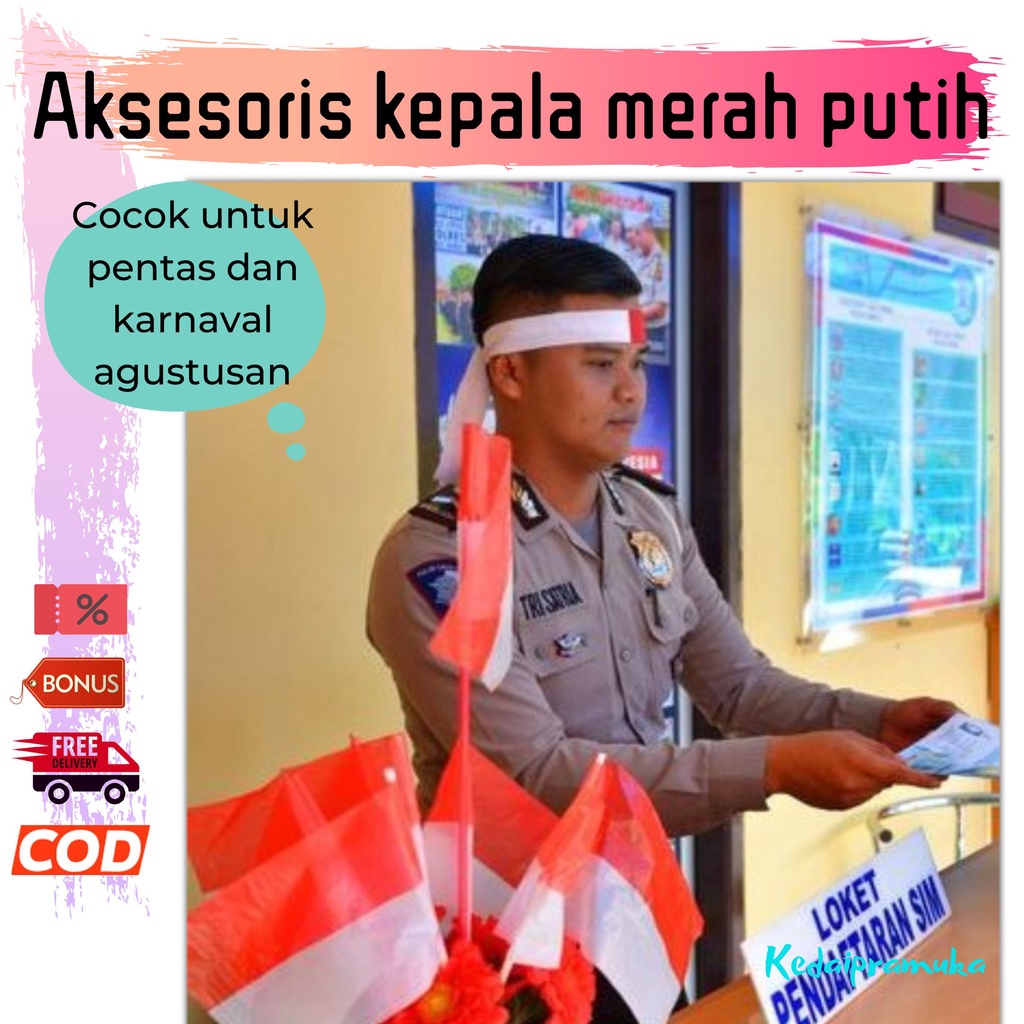 Aksesoris Kepala Tari Ikat Merah Putih Baju Pejuang Karnaval Kostum Pahlawan Anak Kain Pita