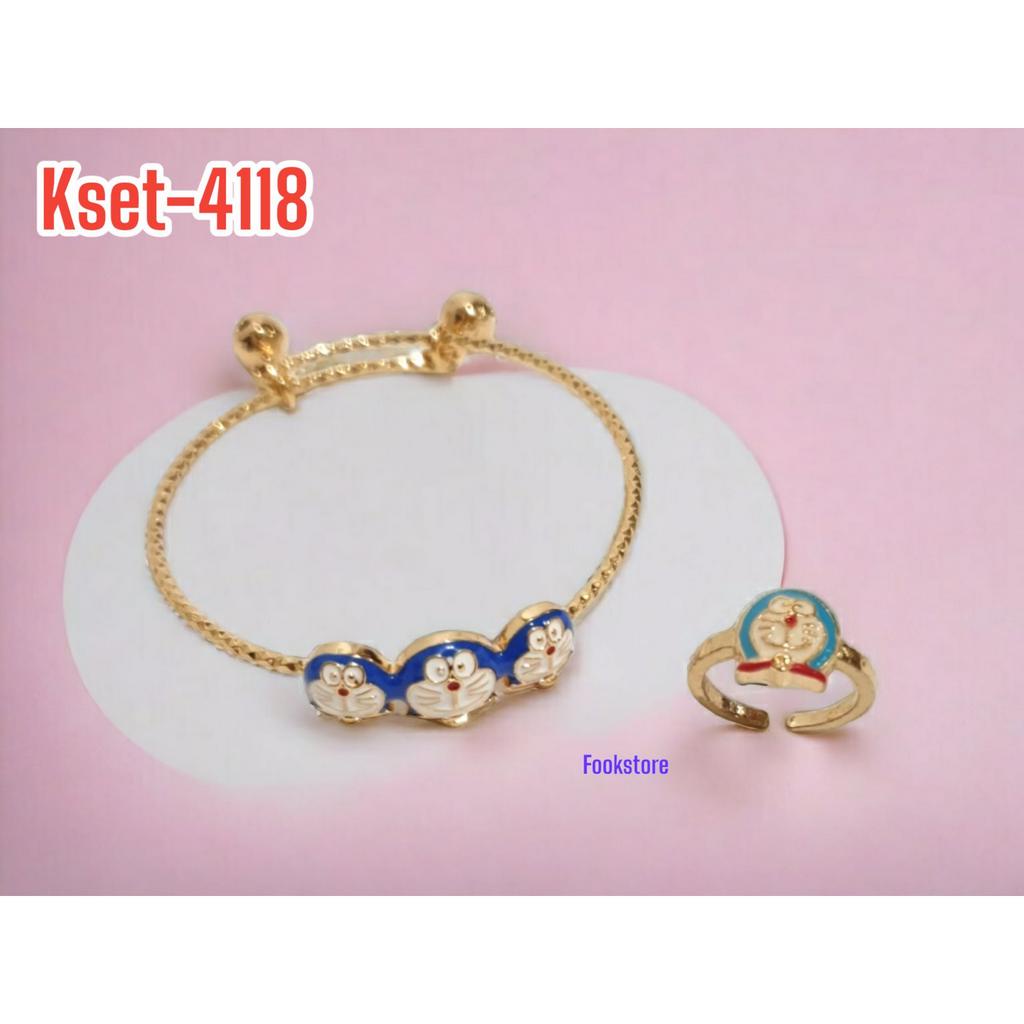 SET GELANG CINCIN ANAK MOTIF KARTUN DORAEMON/KSET-4118