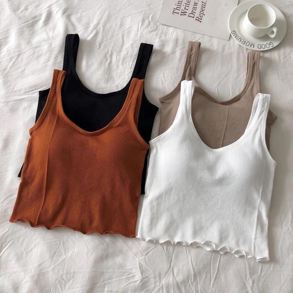 BATAMMODE Tanktop Crop Busa Berjahit Model Bawah Bergelombang-5