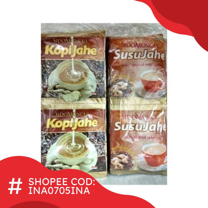 Susu Jahe Sidomuncul / Kopi Jahe Sidomuncul / 1 Renceng 10 Sachet