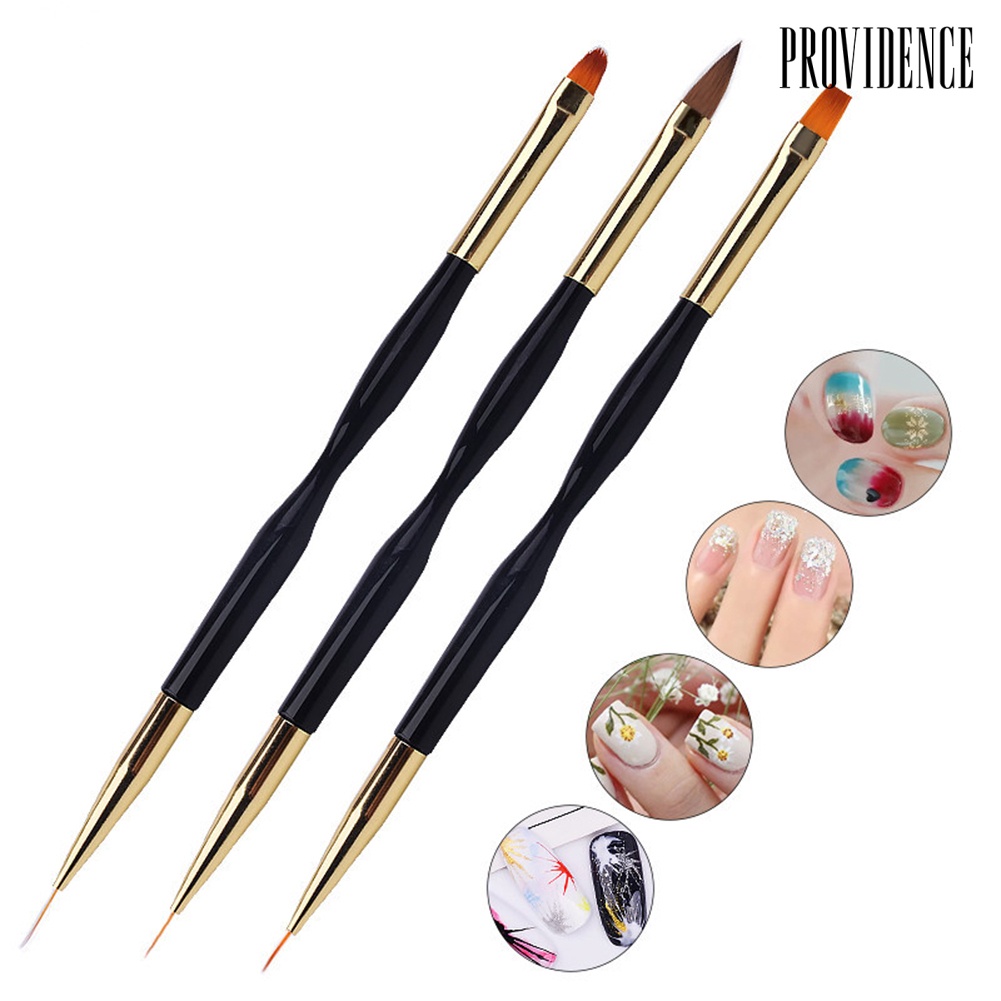 Providence 3Pcs Nail Art Pen Brush Acrylic Round Flat Painting Drawing Liner Manicure Tools