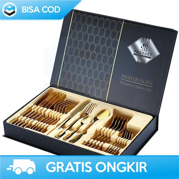 SET PERLENGKAPAN DAPUR BY TAFFHOME SENDOK PISAU GARPU 24 PCS STAINLESS