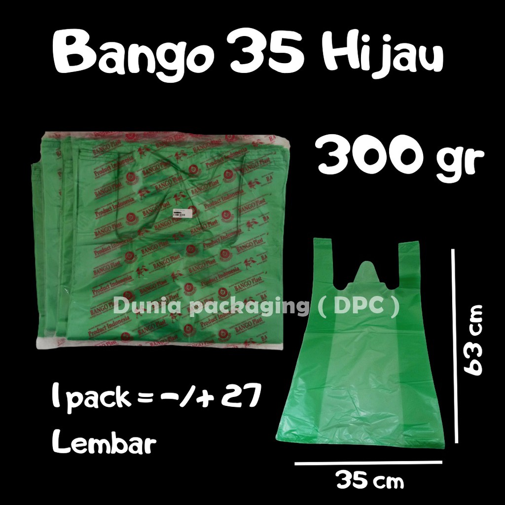 Kantong Plastik Hijau / Kantong Kresek / Bango 35 Hijau /kantong murah
