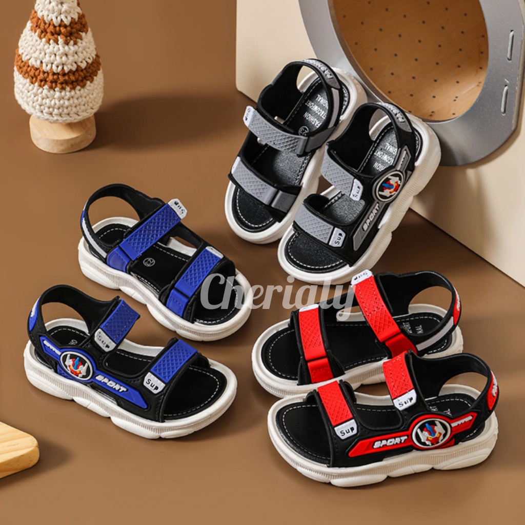 COD Sandal Gunung Anak Laki Laki Import Karet Motif Robot Bahan Karet Elastis Empuk Pengait Velcro Sol Anti Slip Ukuran 21 - 35 MO-Gundam ini