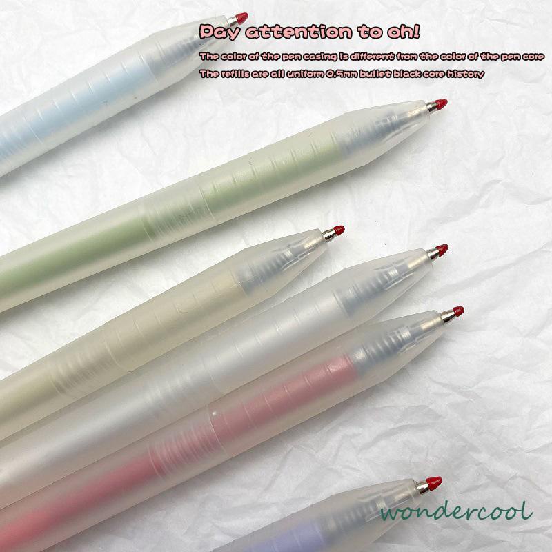 Pena Air Tipe Dorong Buram Transparan 0.5mm Pena Karbon Peluru Pena Gel Mahasiswa Kreatif-Won