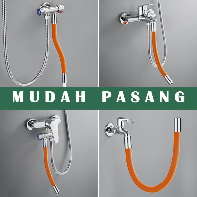 Selang Flexible 30cm Ekstensi Keran Air Bisa Putar Arah 360 Derajat Bahan Stainless Yang Dilapisi Silikon Keran Air Universal 1/2 Inchi