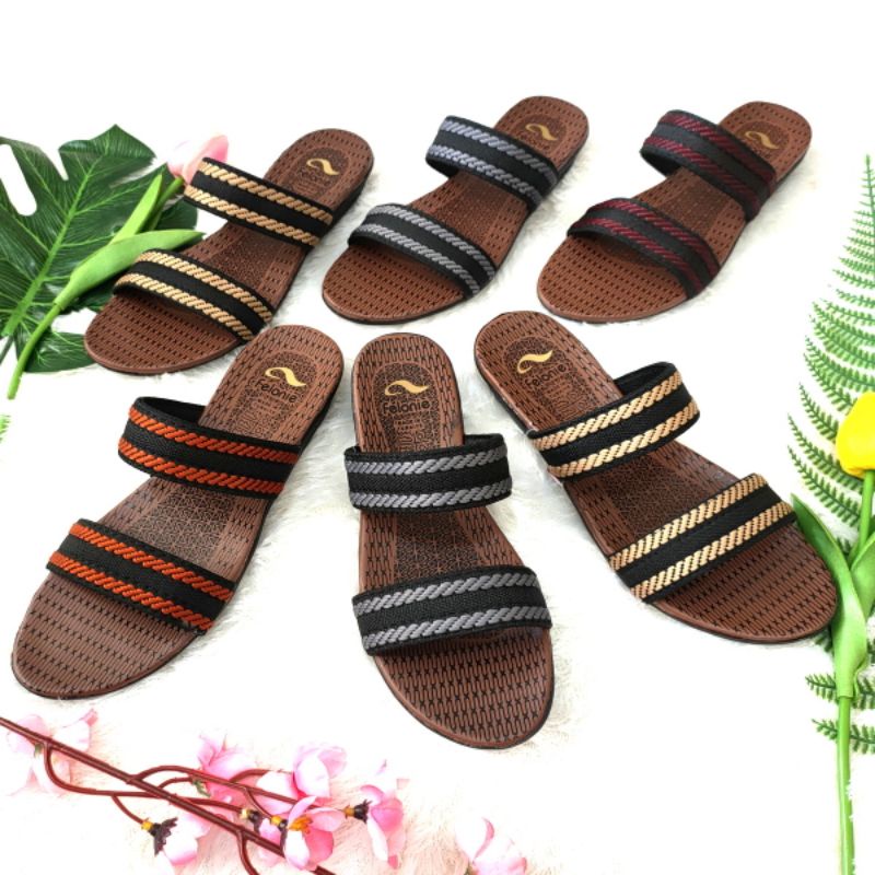 Sandal wanita murah turki rajut ban 2 garis Felonie  MRK 02