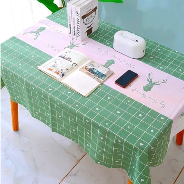 TAPLAK MEJA MAKAN ANTI AIR 4 6 KURSI WATERPROOF TAPLAK MEJA PANJANG MOTIF KOTAK TABLE CLOTH 137 X90