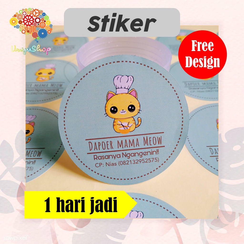 

Label Stiker cetak Sticker kemasan makanan bulat FREE DESIGN